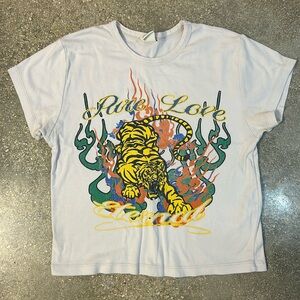 Urban Outfitters Pure Love cream colored baby tee